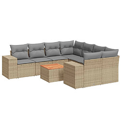 Maison Chic Salon de jardin avec coussins 9 pcs | Ensemble de Table et chaises | Mobilier d'Extérieur beige résine tressée -GKD88502