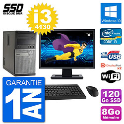 PC Tour Dell 7020 Ecran 19" Intel Core i3-4130 RAM 8Go SSD 120Go Windows 10 Wifi · Occasion 