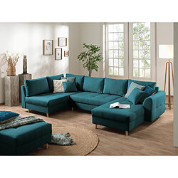 Lisa Design Rune - canapé panoramique avec pouf d'appoint - 7 places - style scandinave - gauche Rune - canapé panoramique avec pouf d'appoint - 7 places - style scandinave - gauche - Bleu canard