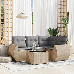 vidaXL Salon de jardin avec coussins 5 pcs beige résine tressée 