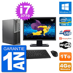 PC Lenovo M92p SFF Ecran 19" Intel i7-3770 RAM 4Go Disque 1To Windows 10 Wifi - Occasion