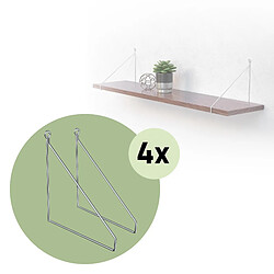 ML DESIGN MODERN LIVING Lot de 8 supports d'étagère murale équerre triangle en métal argent 250x250 mm