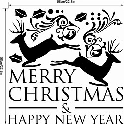 Avis Wewoo Sticker Mural rouge Décoration d'intérieur Joyeux Noël Bonne Année Stickers Muraux Amovibles, Taille: 58cm x 58cm