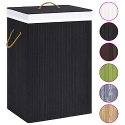 vidaXL Panier à linge avec 2 sections bambou noir 72 L