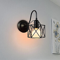 Universal Lampe murale à LED vintage Applique murale industrielle à loft noir E27 Abat-jour en fer simple Garde en cage Pince d'éclairage intérieur (F) pas cher