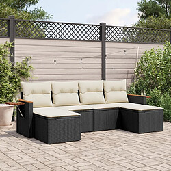 vidaXL Salon de jardin 6 pcs avec coussins noir résine tressée