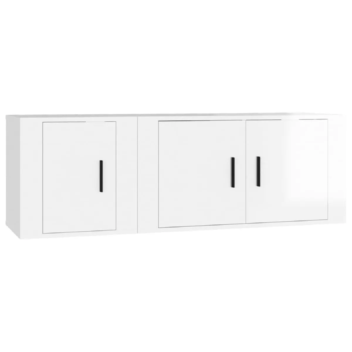 Maison Chic Ensemble de meubles TV 2 pcs pour salon - blanc brillant bois d'ingénierie -MN51799