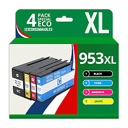 123CONSOMMABLES - 953XL - Pack de 4 Cartouches d'encre compatibles avec HP Officejet Pro 8715 8710, HP Officejet Pro 7720 7740 8730 8720 8725 8210