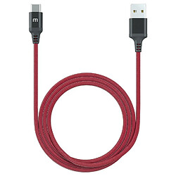 Wewoo Câble USB 1.2m 3A Weave Style Metal Head USB-C / Type-C to USB 2.0 Data Sync Charging Cable Red