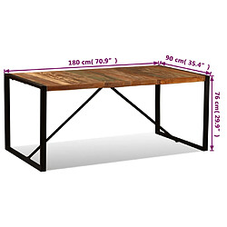 vidaXL Table à manger Bois de récupération massif 180 cm pas cher