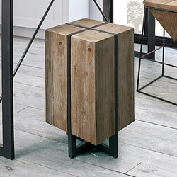 Mes Tabouret carré 32x32x70 cm décor sapin naturel et métal - TRIU 