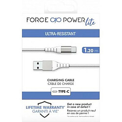 Acheter Force Power Câble Renforcé USB A/USB C 1,2m 3A Blanc Blanc