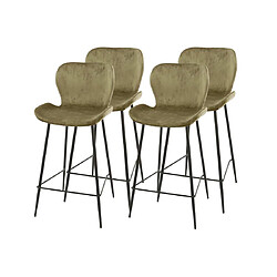 Lisa Design Basti - lot de 4 tabourets de bar - en velours taupe