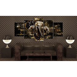 Decoshop26 Tableau toile de décoration murale impression premium en 5 parties sur châssis en bois motif Brown Elephants (5 Parts) 100x50cm 11_0014642