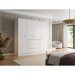 Vente-Unique Armoire 4 portes et 3 tiroirs - L196 cm - Blanc - LIZANDRO