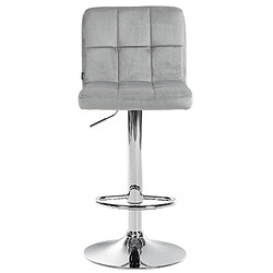 Decoshop26 Lot de 2 tabourets de bar en velours gris avec coutures décoratives pied en trompette métal chromé 10_0004391