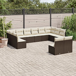 Maison Chic Salon de jardin avec coussins 12 pcs, Ensemble Tables et chaises de jardin, marron résine tressée -GKD264645