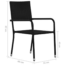 vidaXL Chaise à dîner de jardin empilable lot de 4 noir résine tressée pas cher