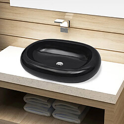 vidaXL Vasque ovale céramique Noir pour salle de bain