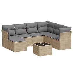 vidaXL Salon de jardin avec coussins 8 pcs beige résine tressée