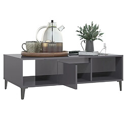 Avis vidaXL Table basse gris brillant 103,5x60x35 cm bois d'ingénierie