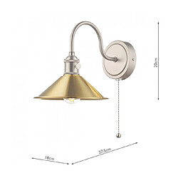 Luminaire Center Applique murale Hadano Laiton Vielli,chrome antique 1 ampoule 20cm