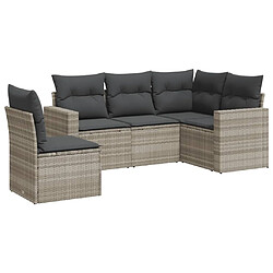 vidaXL Salon de jardin 5 pcs avec coussins gris clair résine tressée