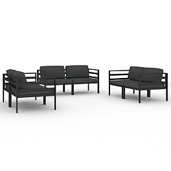 Maison Chic Ensemble Tables et chaises d'extérieur 6pcs avec coussins,Salon de jardin Aluminium Anthracite -GKD600342