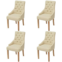 Decoshop26 Lot de 4 chaises de salle à manger cuisine design luxueux et charmant en tissu crème CDS021476 