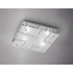 Luminaire Center Plafonnier Starlet carré 4 Ampoules chrome poli/verre/cristal