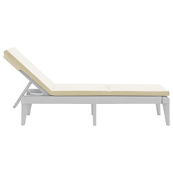 Acheter vidaXL Chaise longue avec coussin blanc 186x60x29 cm PP