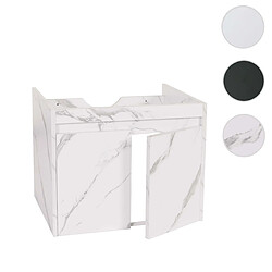 Mendler Meuble sous-lavabo HWC-L86, meuble sous-lavabo de salle de bains, MVG mélamine 2 portes 48x59x46cm ~ aspect marbre blanc