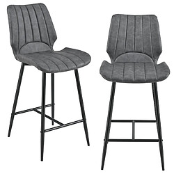 Lot de 2 Tabourets de Bar Östersund 103 x 47 x 51 cm Similicuir Gris foncé [en.casa] 