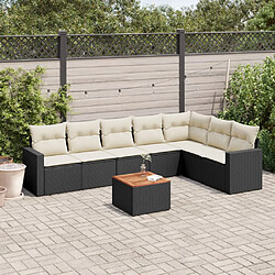 vidaXL Salon de jardin 8 pcs avec coussins noir résine tressée