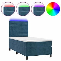 Sommier à lattes et matelas LED,Cadre à lattes de lit pour Adulte Bleu foncé 90x200cm Velours -MN11060