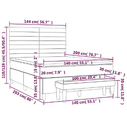 vidaXL Sommier à lattes de lit avec matelas Noir 140x200 cm Velours pas cher