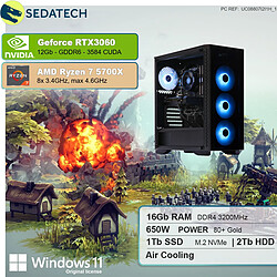 Sedatech PC Gamer Pro • AMD Ryzen 7 5700X • RTX3060 • 16 Go RAM • 1To SSD M.2 • 2To HDD • Windows 11