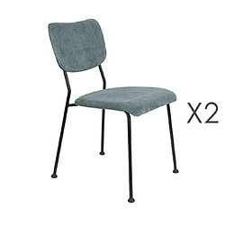 Mes Lot de 2 chaises repas en tissu bleu - BENSON