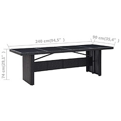 Avis vidaXL Table de jardin Noir 240x90x74 cm Résine tressée et verre