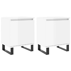 vidaXL Tables de chevet 2pcs blanc brillant 40x30x50cm bois ingénierie