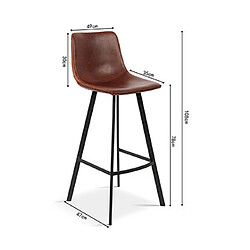 Avis Mes Lot de 2 chaises de bar H78 cm en PU marron - POHAN