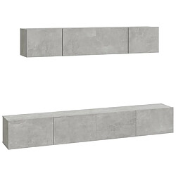 Maison Chic Ensemble de meubles TV 4 pcs | Banc TV Moderne pour salon | Meuble de Rangement - Gris béton Bois d'ingénierie -MN89853