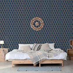 DUTCH WALLCOVERINGS Papier peint Geometric Bleu et doré