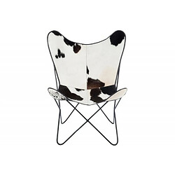 Avis Paris Prix Fauteuil Design Peau de Vache Papillon 92cm Noir & Blanc