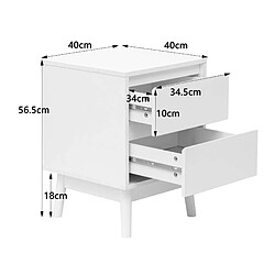 Avis Mobili Rebecca Rebecca Mobili Table de Chevet 2 Tiroirs Polyvalente Blanc MDF Style Scandinave