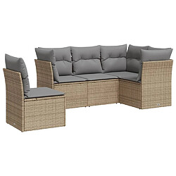 vidaXL Salon de jardin avec coussins 5 pcs beige résine tressée