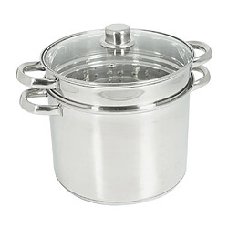 Crealys 504626, cuit-pâtes olympe 8 litres inox, diam. 24 cm - couvercle en verre et panier à pâtes / légumes - tous feux dont i