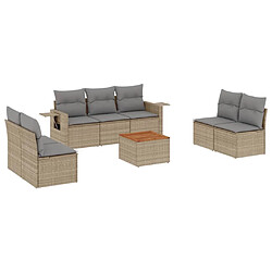 vidaXL Salon de jardin avec coussins 8pcs mélange beige résine tressée