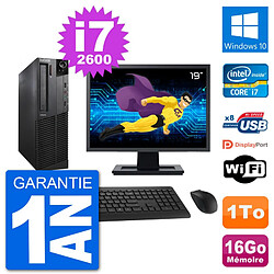 PC Lenovo M92p SFF Ecran 19" Intel i7-2600 RAM 16Go Disque 1To Windows 10 Wifi - Occasion