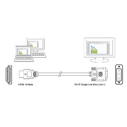 Avis Eminent Ewent EW9860 2m HDMI DVI-D Noir câble vidéo et adaptateur